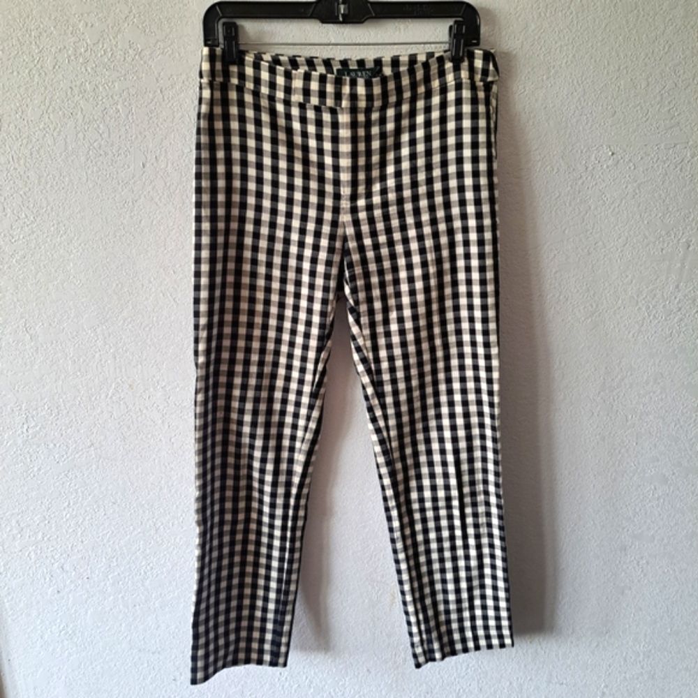 Lauren Ralph Lauren Black and White Gingham Chinos